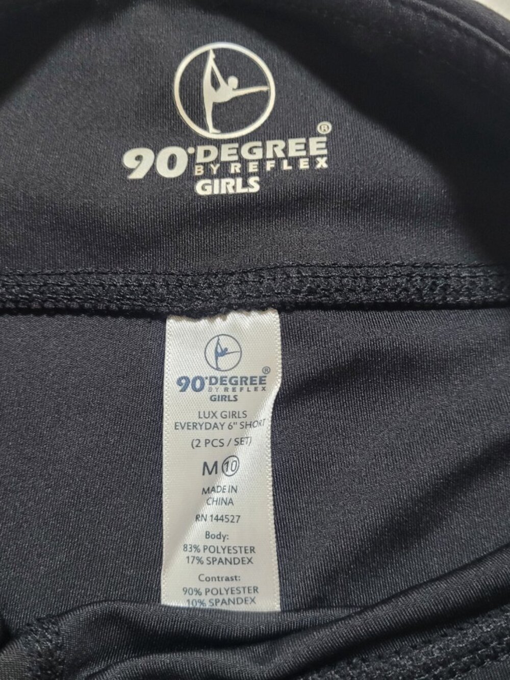 90 Degree by Reflex Girls Black Biker Shorts Size Medium - Picture 5 of 6